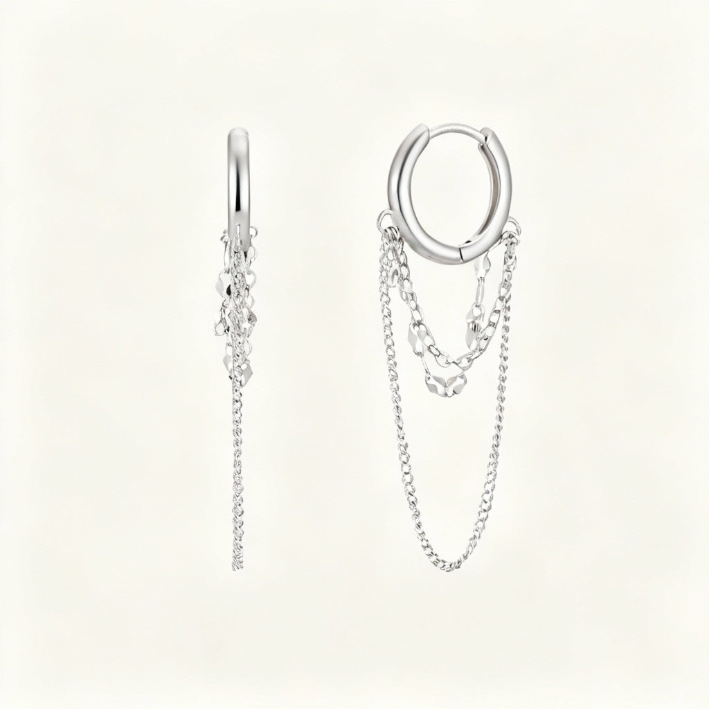 Chain Hoop Earrings in Gold or Silver – Women’s Modern Layered Jewellery