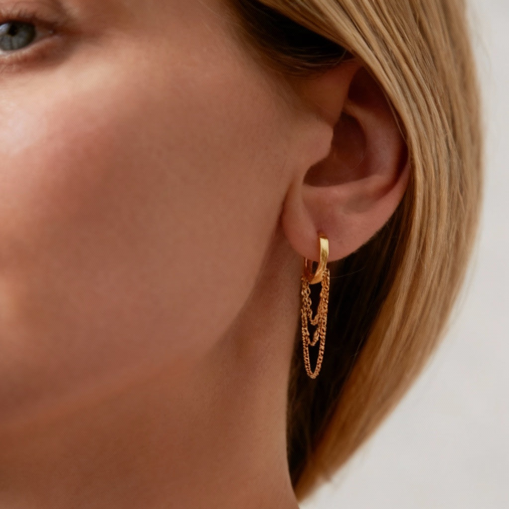 Chain Hoop Earrings in Gold or Silver – Women’s Modern Layered Jewellery