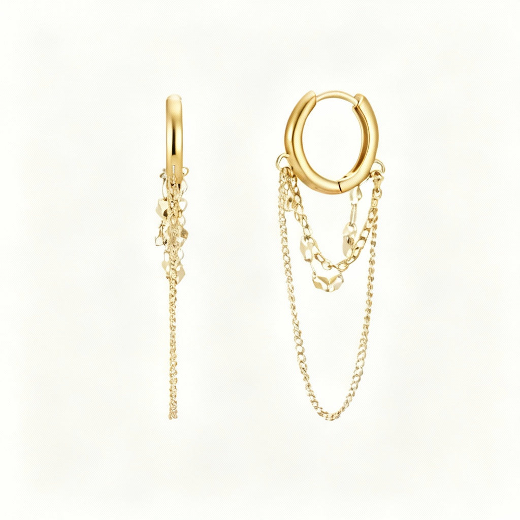 Chain Hoop Earrings in Gold or Silver – Women’s Modern Layered Jewellery