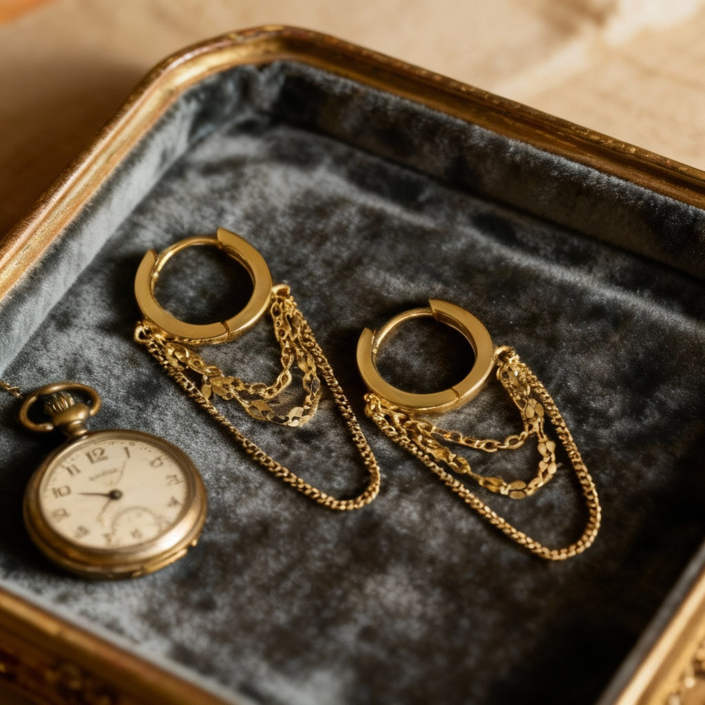 Chain Hoop Earrings in Gold or Silver – Women’s Modern Layered Jewellery