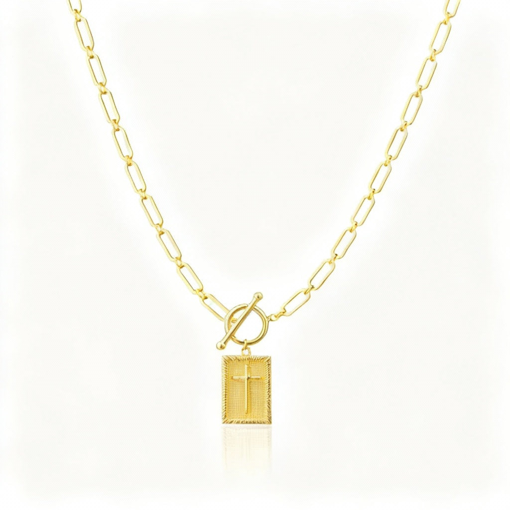 Chunky Retro Cross Necklace – Vintage Cross Pendant for Women