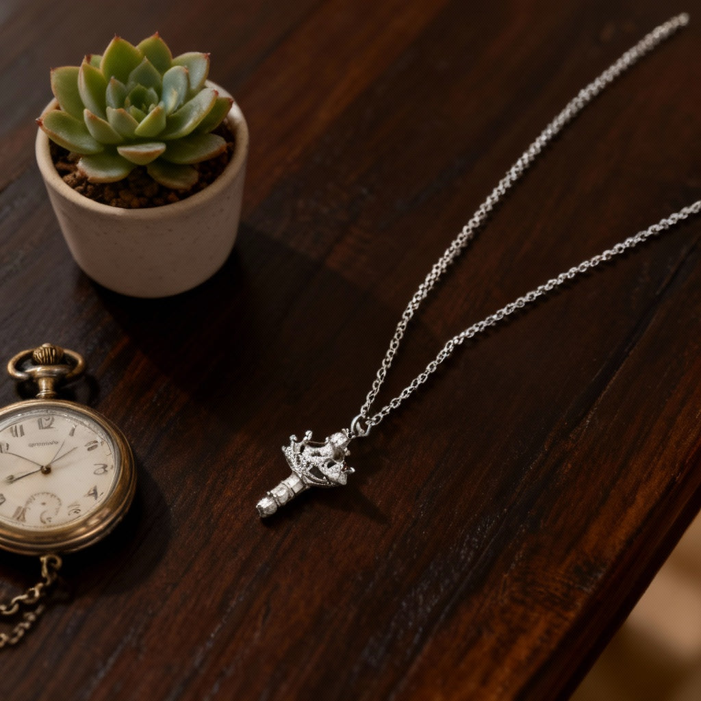 Elegant Cross Pendant Necklace with Zircon Stones – Women’s Classic Jewellery