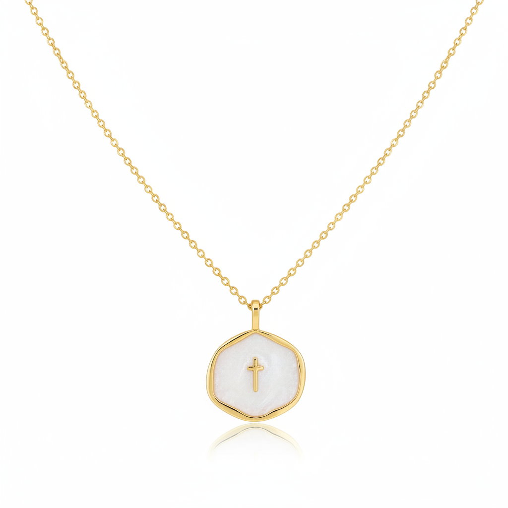 Gold-Tone Cross Pendant Necklace – Women’s Minimalist Jewellery