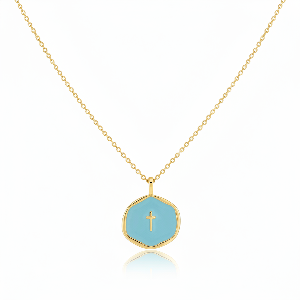Gold-Tone Cross Pendant Necklace – Women’s Minimalist Jewellery