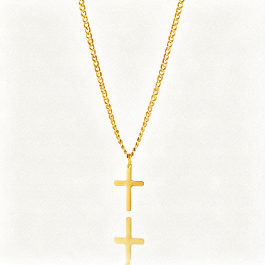 Men’s Gold-Plated Stainless Steel Cross Pendant Necklace – Minimalist Classic Jewellery