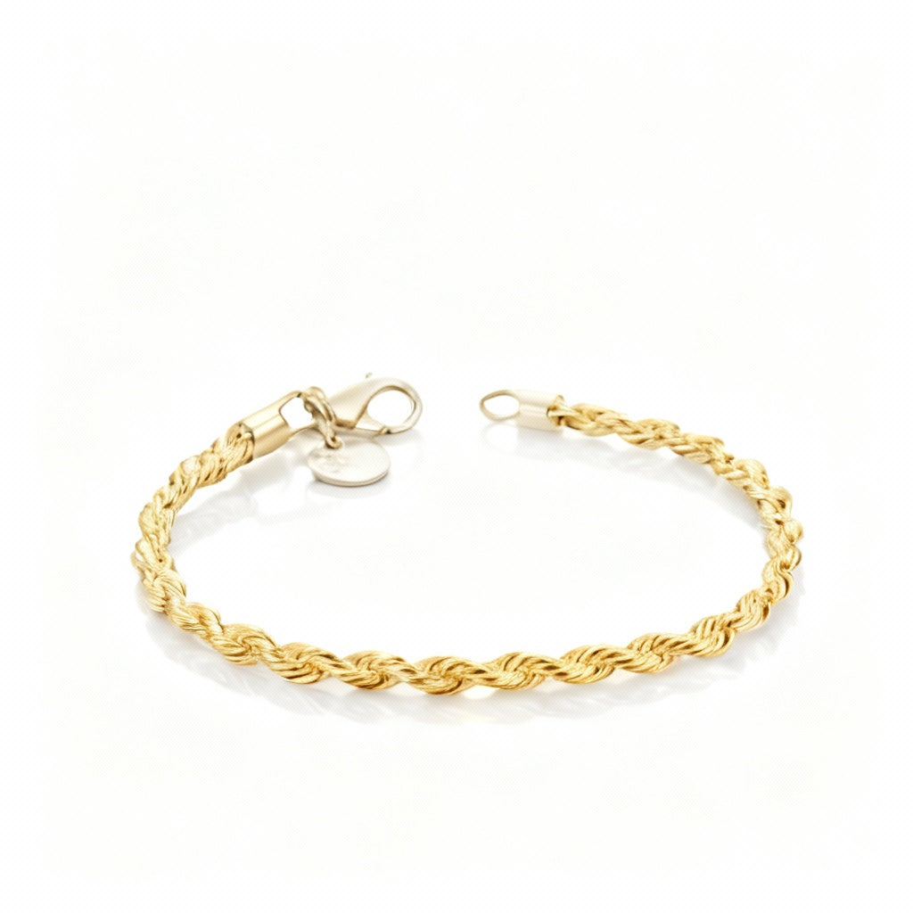 Men’s Gold Stainless Steel Rope Chain Bracelet – Classic Twisted Design