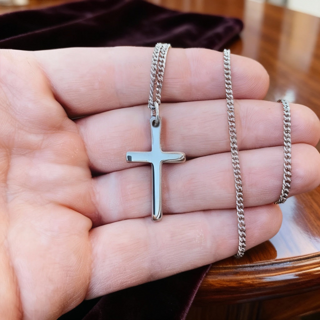 Men’s Stainless Steel Cross Pendant Necklace – Minimalist Classic Jewellery