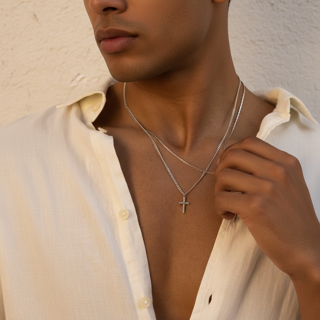 Men’s Stainless Steel Cross Pendant Necklace – Minimalist Classic Jewellery