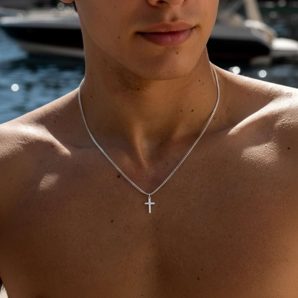 Men’s Stainless Steel Cross Pendant Necklace – Minimalist Classic Jewellery