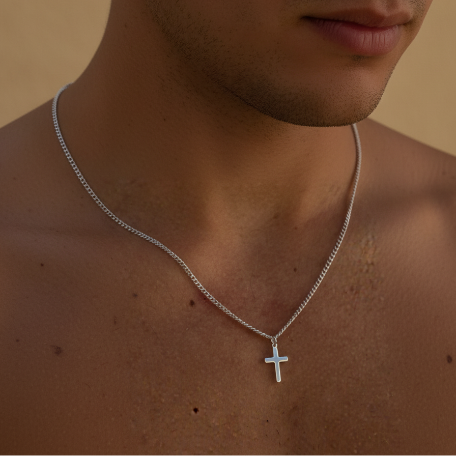 Men’s Stainless Steel Cross Pendant Necklace – Minimalist Classic Jewellery