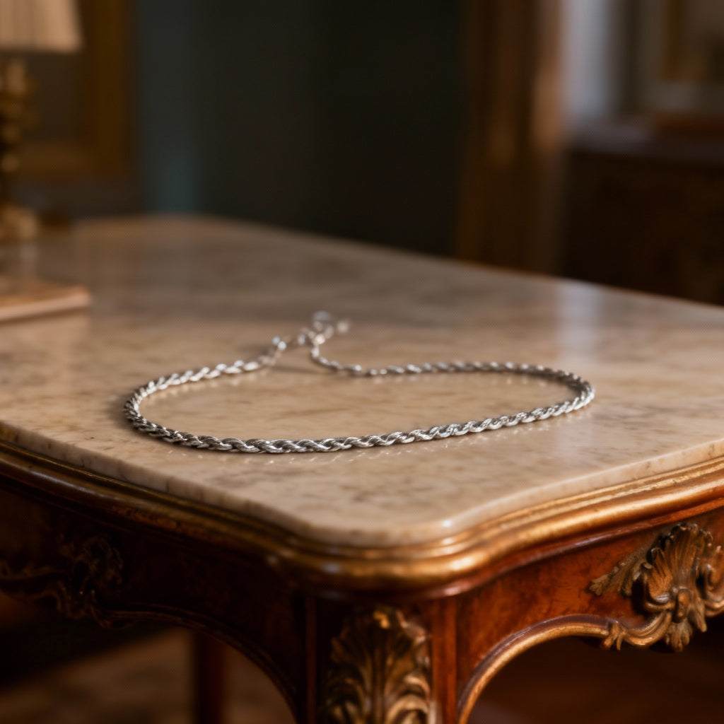 Men’s Stainless Steel Twist Chain Necklace – Waterproof Rope-Style Jewellery